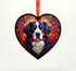 Bernese Mountain Dog Stained Glass Effect Heart Suncatcher